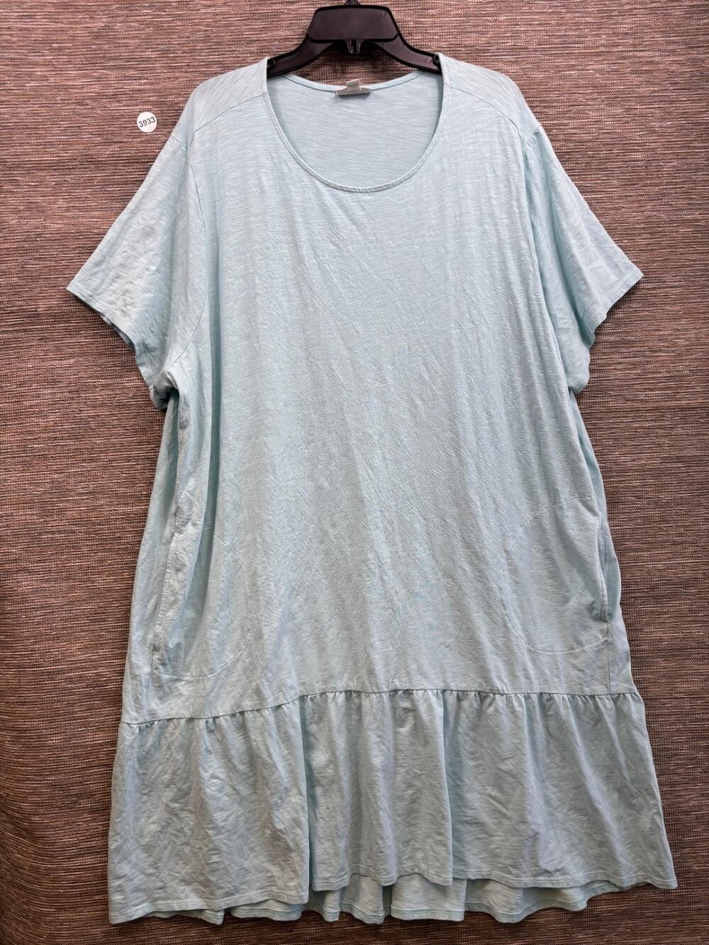 J.Jill Shirt Dress Womens Size 4X Light Blue Ruffle Hem Pullover Pima Cotton
